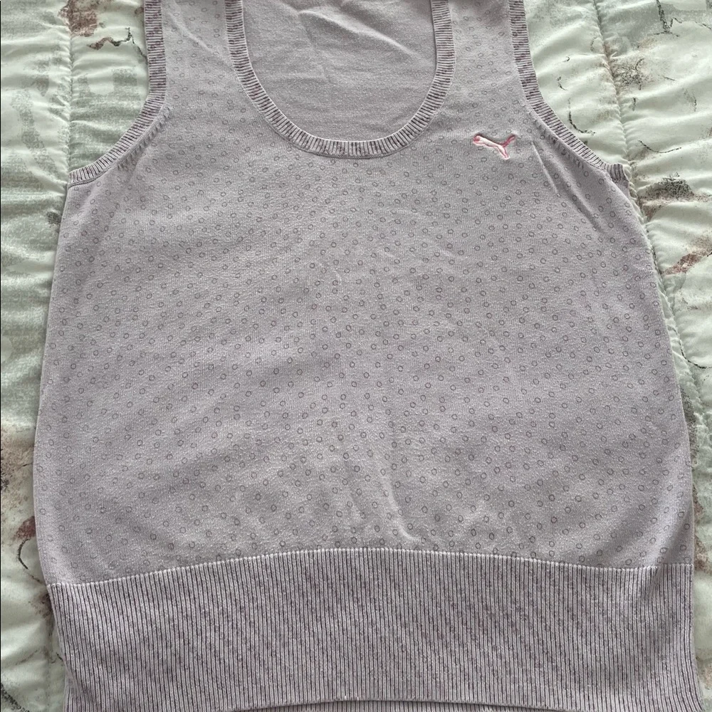Puma Y2K lavender animal prints cotton preppy academia summer golf vest, size S